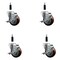 Service Caster 3.5'' SS Maroon Poly Swivel 7/8'' Expanding Stem Caster Set with Brake, 4PK SCC-SSEX20S3514-PPUB-MRN-TLB-78-4 - alternate 1